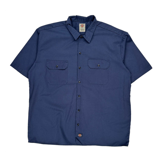 Dickies Short Sleeve Shirt - XL Blue Polyester Blend