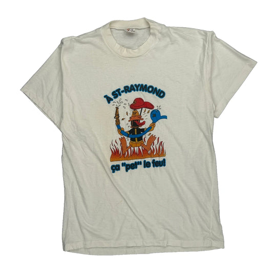 Firefighter Theme Unbranded Single Stitch T-Shirt - XL White Cotton