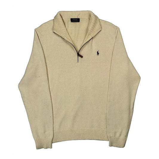 Polo By Ralph Lauren 1/4 Zip - Large Cream Cotton