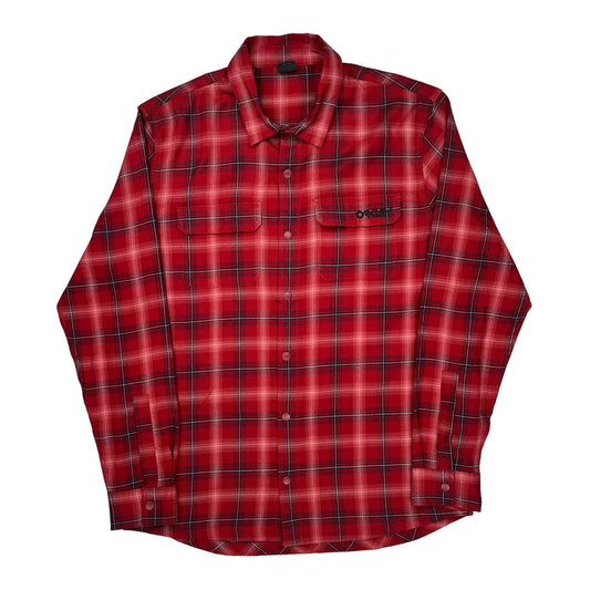 Oakley Checked Flannel Shirt - Large Red Polyester