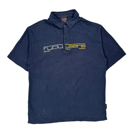 Fubu Spellout Polo Shirt - Large Blue Cotton