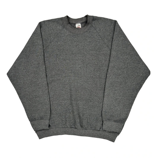 90'S Blank Made In USA Fruit Of The Loom Sweatshirt - XL Grey Cotton Blend