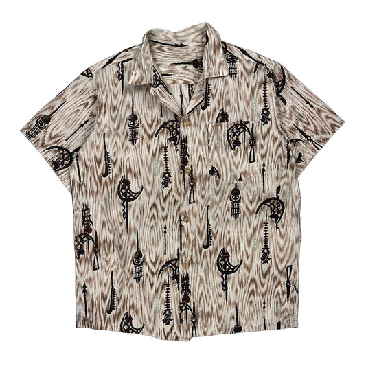 Unbranded Hawaiian Shirt - Large Beige Cotton