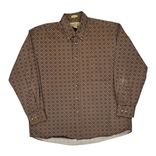 Natural Issue Patterned Shirt - Large Brown Cotton