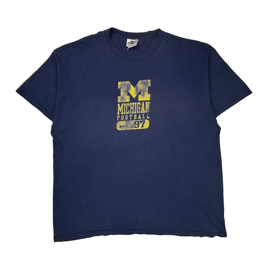 Michigan Football Nike College T-Shirt - XL Blue Cotton