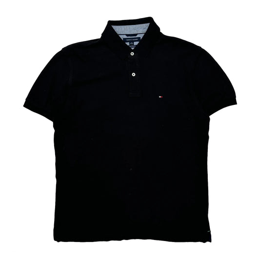 Vintage Tommy Hilfiger Polo Shirt - Large Black Cotton