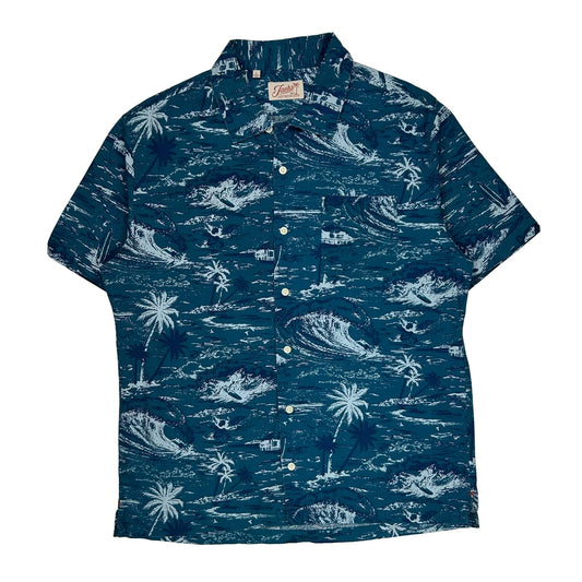 Jachs Hawaiian Shirt - Large Blue Cotton