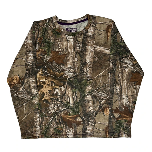 Walls Camo Long Sleeve T-Shirt - XL Green Cotton Blend