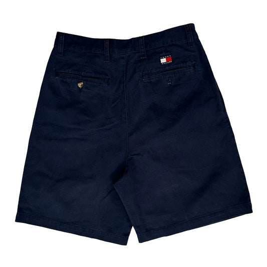 Vintage Tommy Hilfiger Pleated Chino Shorts - 28W 8L Navy Cotton