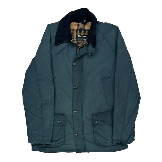 Vintage Barbour Checked Wax Jacket - Large Blue Cotton