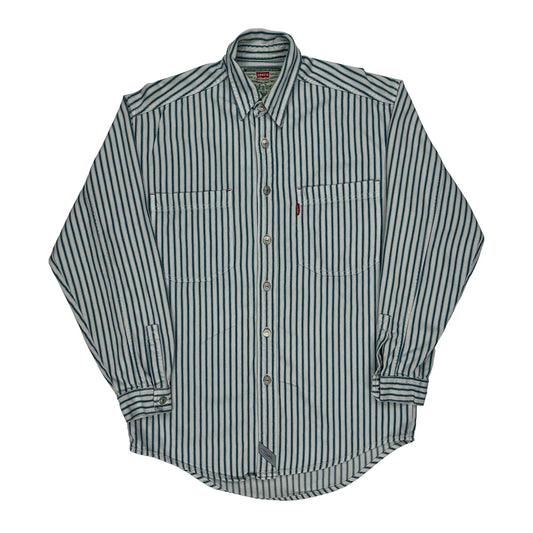 Levis Striped Denim Shirt - Small Blue Cotton