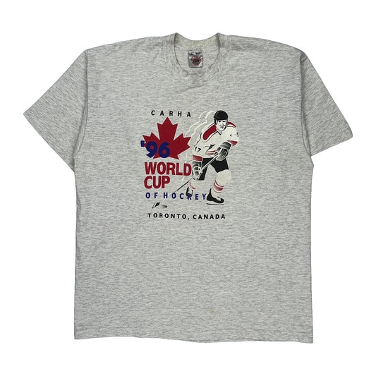 World Cup Of Hockey 1996 Fruit Of The Loom Graphic T-Shirt - XL Grey Cotton