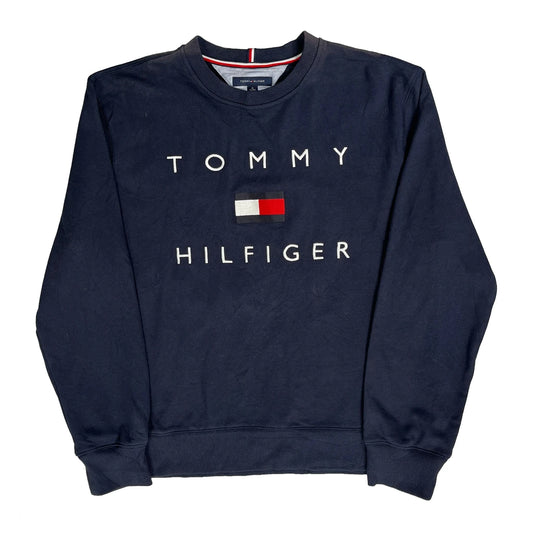 Tommy Hilfiger Spellout Sweatshirt - XL Navy Cotton