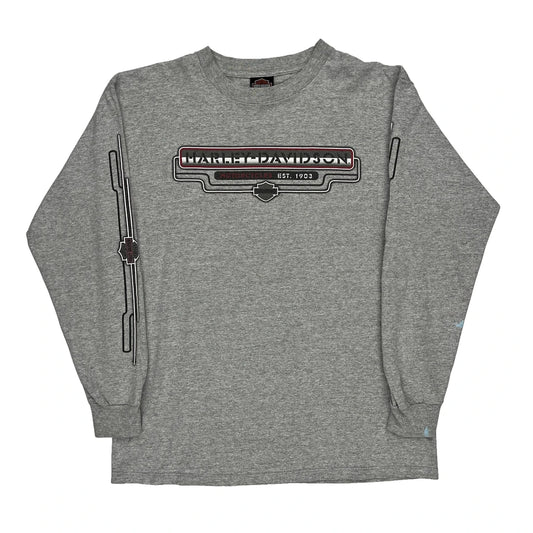 Patriot Harley-Davidson Fairfax, Va Harley Davidson Graphic Long Sleeve T-Shirt - Large Grey Cotton