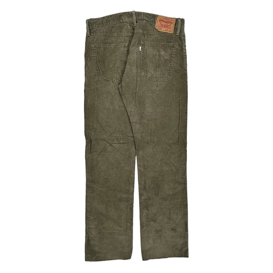 Vintage Levis Slim Cord Trousers - 34W 33L Green Cotton