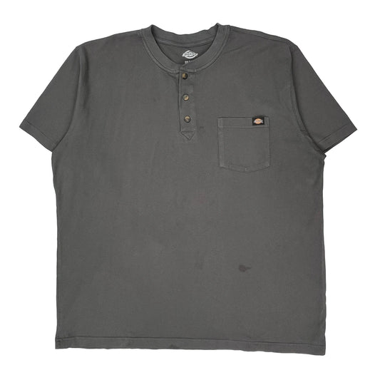 Dickies Henley T-Shirt - 2XL Grey Cotton