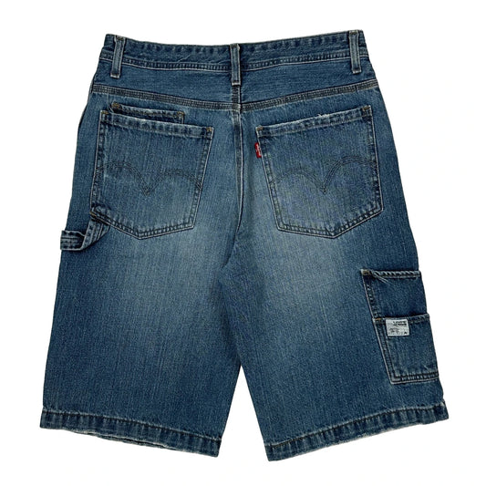 Levis Baggy Denim Shorts - 30W 11L Blue Cotton
