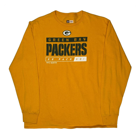 Vintage Green Bay Packers N.F.L. Team Apparel Long Sleeve T-Shirt - XL Yellow Cotton