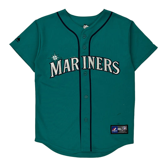 Age 10-12 Seattle Mariners Majestic Mlb Jersey - Medium Teal Polyester