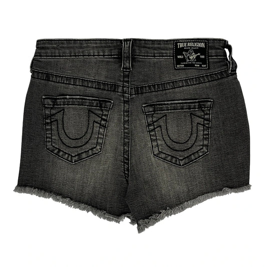 True Religion Denim Shorts - 29W UK 10 Grey Cotton