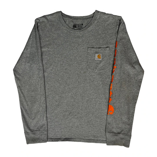 Vintage Age 15 Carhartt Long Sleeve T-Shirt - XL Grey Cotton