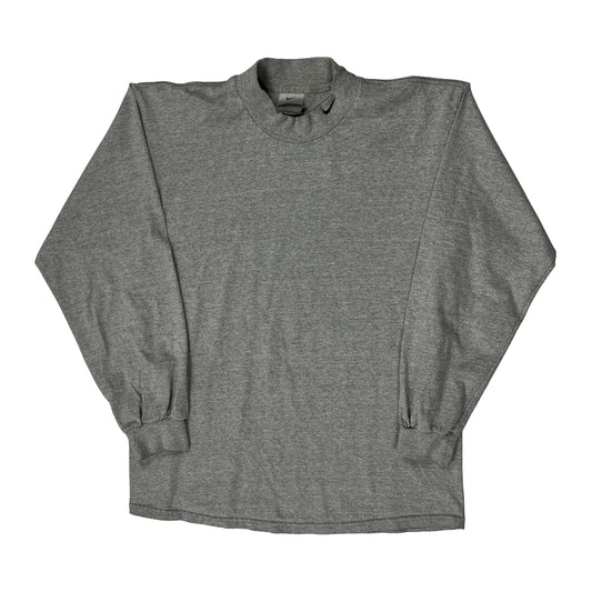 Vintage Nike Long Sleeve T-Shirt - Large Grey Cotton Blend