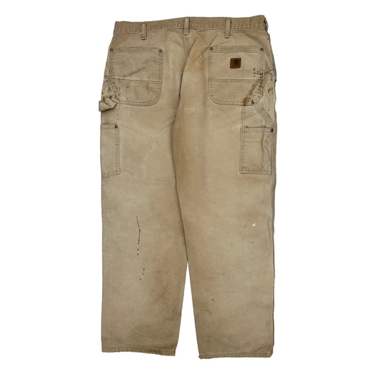 Carhartt Double Knee Carpenter Trousers - 37W 30L Beige Cotton