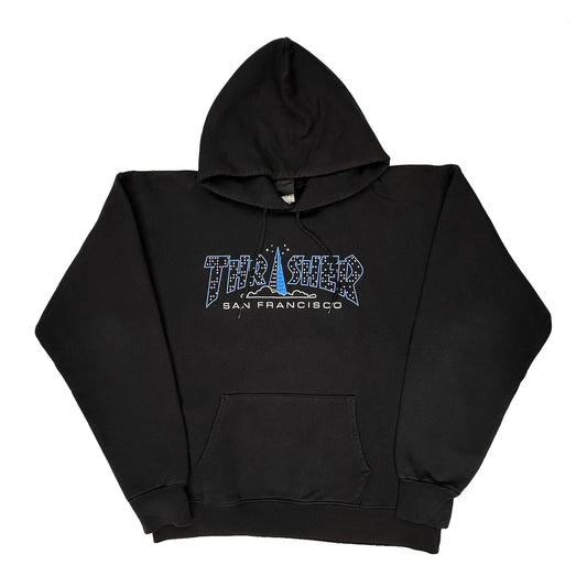 Vintage San Francisco Thrasher Graphic Hoodie - Medium Black Cotton