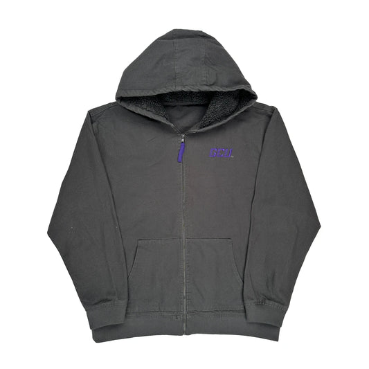 Sherpa Lined Unbranded Workwear Hoodie - XL Black Cotton Blend