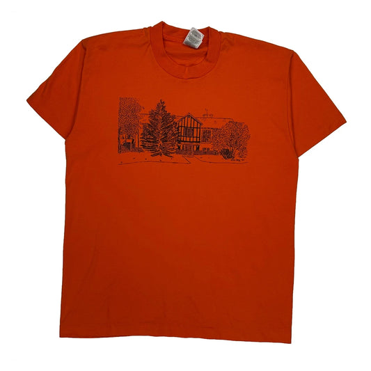 Fruit Of The Loom Single Stitch T-Shirt - Large Orange Cotton Blend