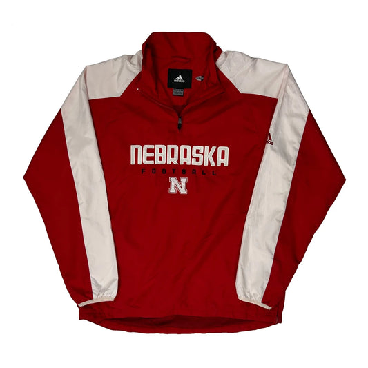 Nebraska Adidas Windbreaker - Medium Red Polyester