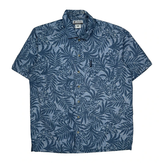 None Columbia Short Sleeve Shirt - XL Blue Cotton