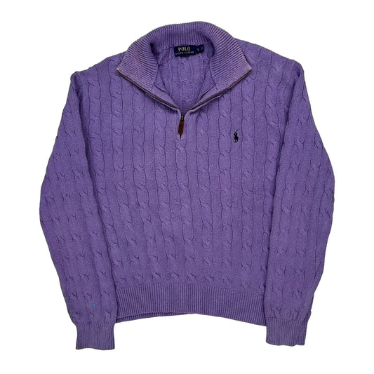 Polo By Ralph Lauren 1/4 Zip - Large Purple Cotton