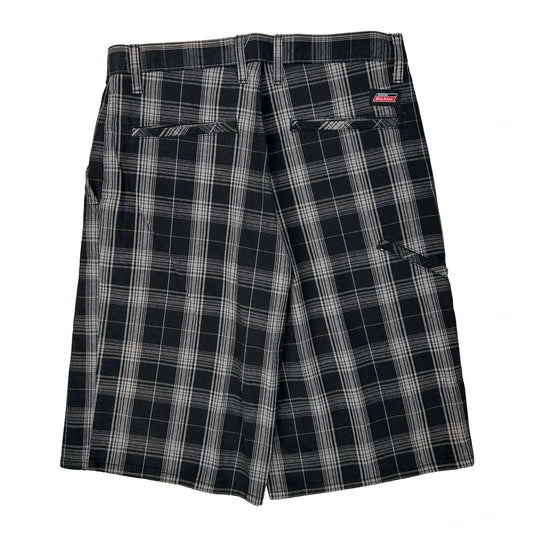 Dickies Checked Shorts - 30W 10L Black Cotton Blend