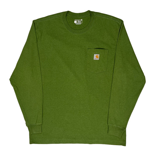 Carhartt Long Sleeve T-Shirt - Large Green Cotton