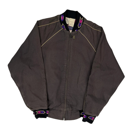Mountain Walls Graphic Bomber Jacket - Medium Brown Cotton Blend