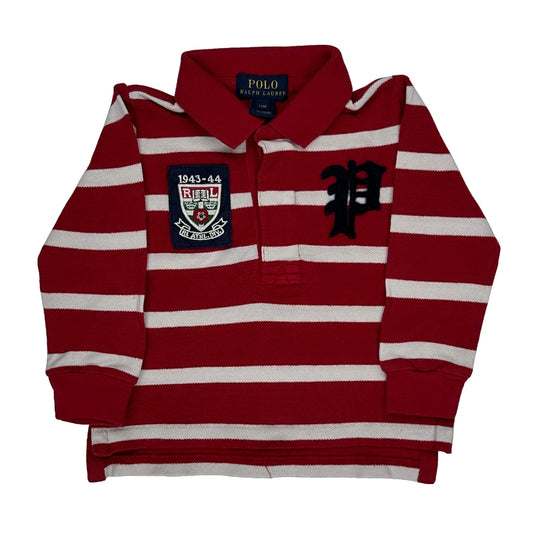 Vintage Age 12Months Polo By Ralph Lauren Striped Rugby Shirt - 2XS Red Cotton