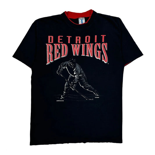 Vintage Detroit Red Wings Jostens Single Stitch T-Shirt - Large Black Cotton