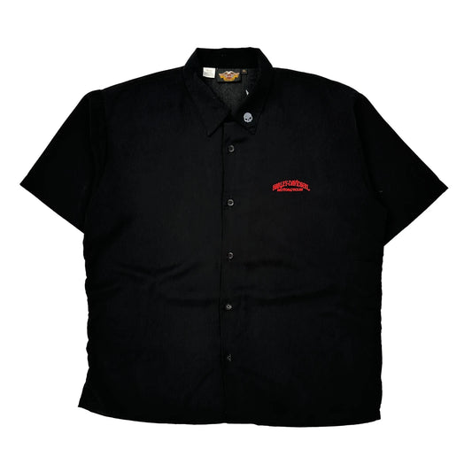 Skull Logo Harley Davidson Graphic Short Sleeve Shirt - XL Black Cotton