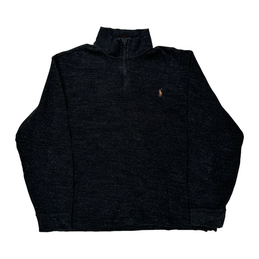 Polo By Ralph Lauren 1/4 Zip - Large Black Cotton Blend