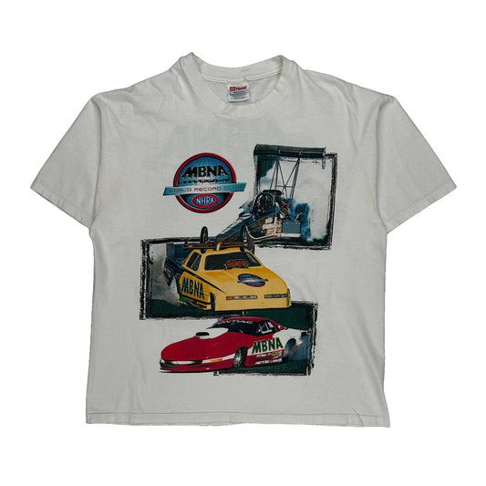 Vintage Nhra Hanes Graphic T-Shirt - XL White Cotton