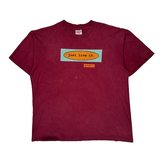 Vintage Matthew 5:16 Oneita Single Stitch T-Shirt - XL Burgundy Cotton