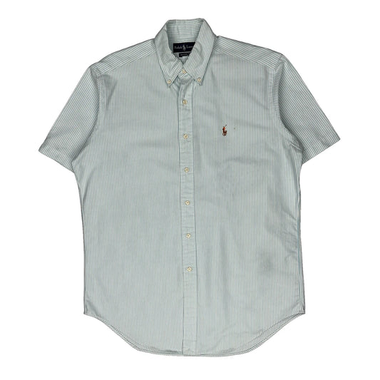 Ralph Lauren Striped Short Sleeve Shirt - Medium Blue Cotton