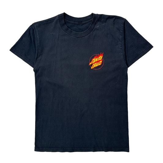 Flame Logo Santa Cruz Graphic T-Shirt - Small Black Cotton
