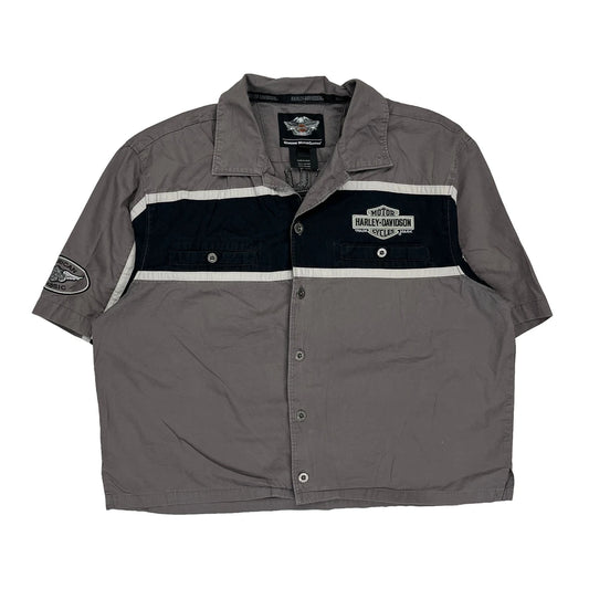 Genuine Motorclothes Harley Davidson Short Sleeve Shirt - Large Grey Cotton