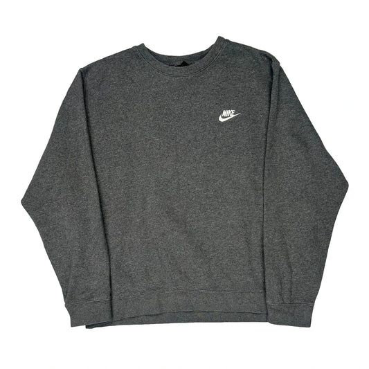 Vintage Nike Sweatshirt - Large Grey Cotton Blend