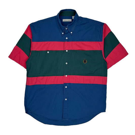 Vintage Bugle Boy Striped Short Sleeve Shirt - XL Multicoloured Cotton