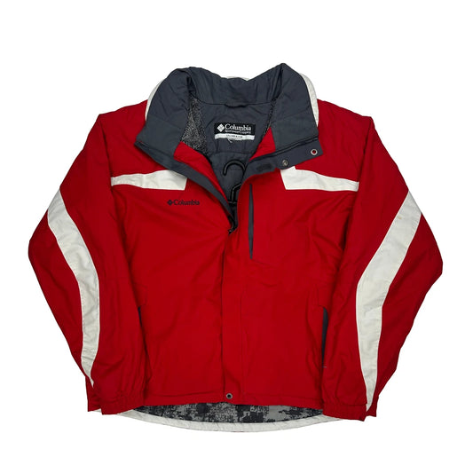 Vintage Columbia Striped Ski Jacket - XL Red Polyester