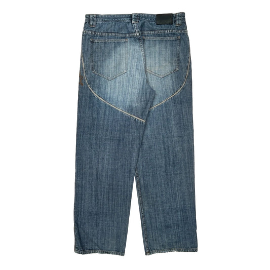 Sean John Wide Leg Jeans - 36W 29L Blue Cotton