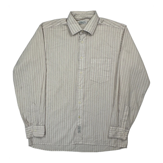 Christian Dior Striped Shirt - Large Beige Cotton